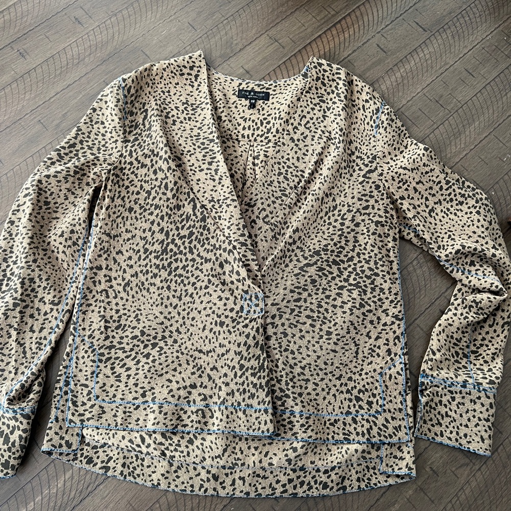 Rag & Bone 100% Silk Animal Print Shirt Size XS